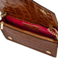 Opera Croque Croc print leather clutch with chain strap