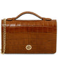 Opera Croque Croc print leather clutch with chain strap