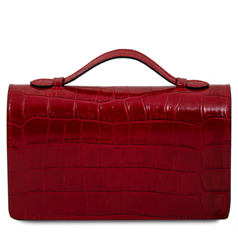 Opera Croque Croc print leather clutch with chain strap