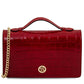 Opera Croque Croc print leather clutch with chain strap