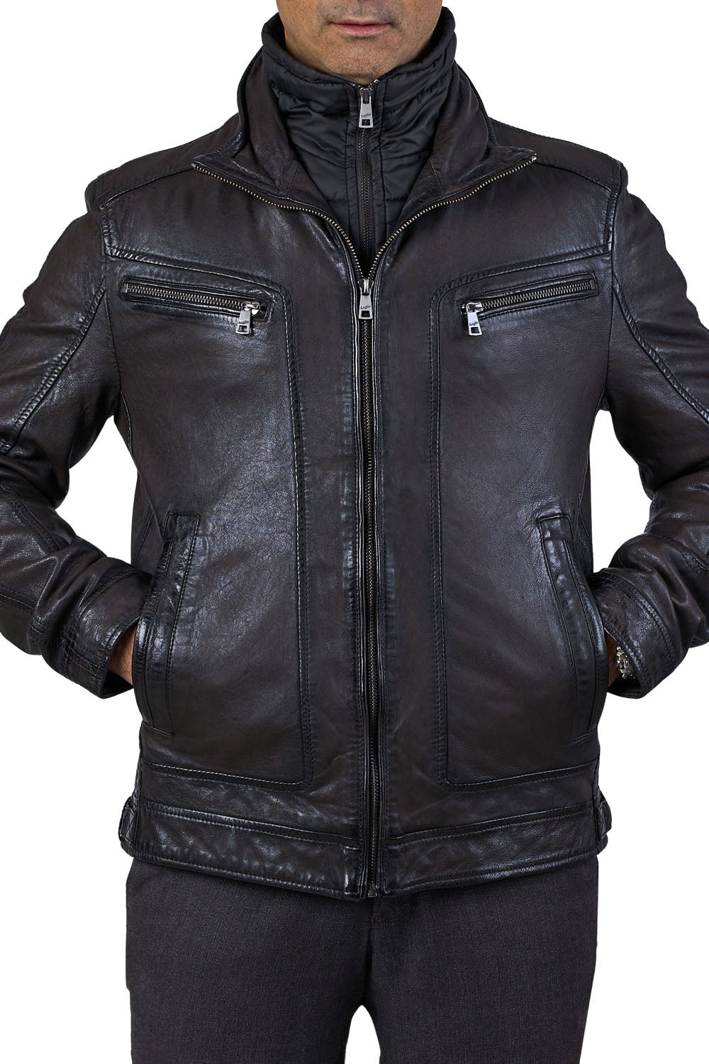 HENNIE - Dark Brown Leather Jacket