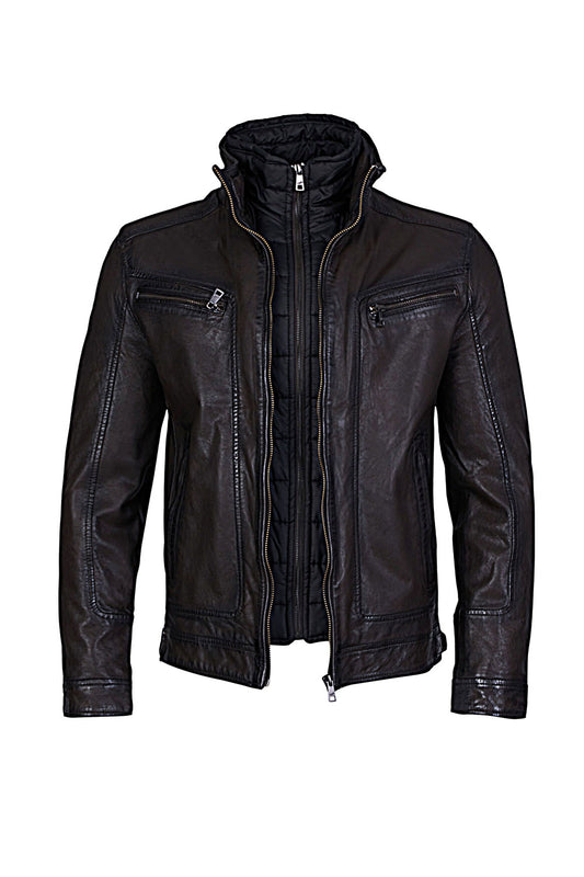 HENNIE - Dark Brown Leather Jacket