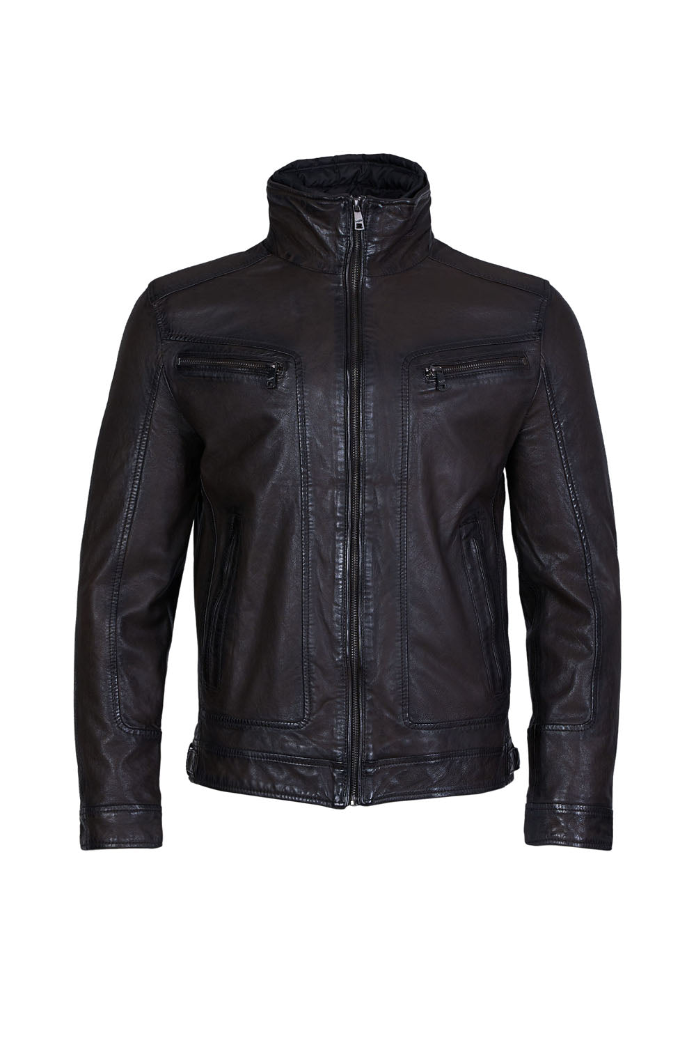 HENNIE - Dark Brown Leather Jacket