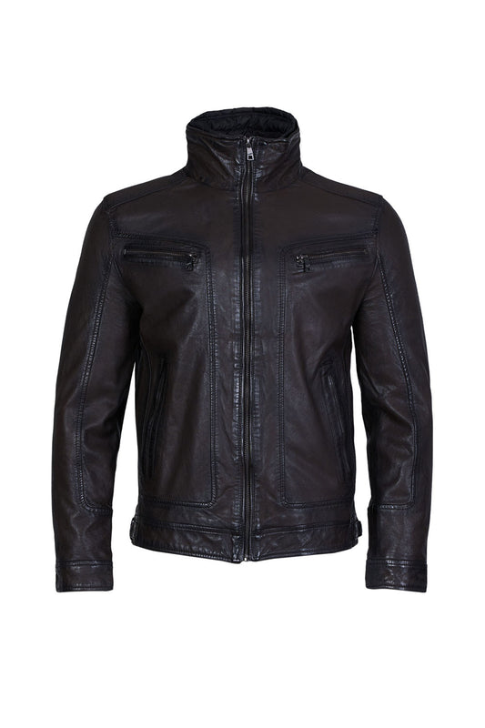 HENNIE - Dark Brown Leather Jacket