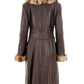 ILARY - Brown Leather Coat with Fur-Trimmed Front and Cuffs
