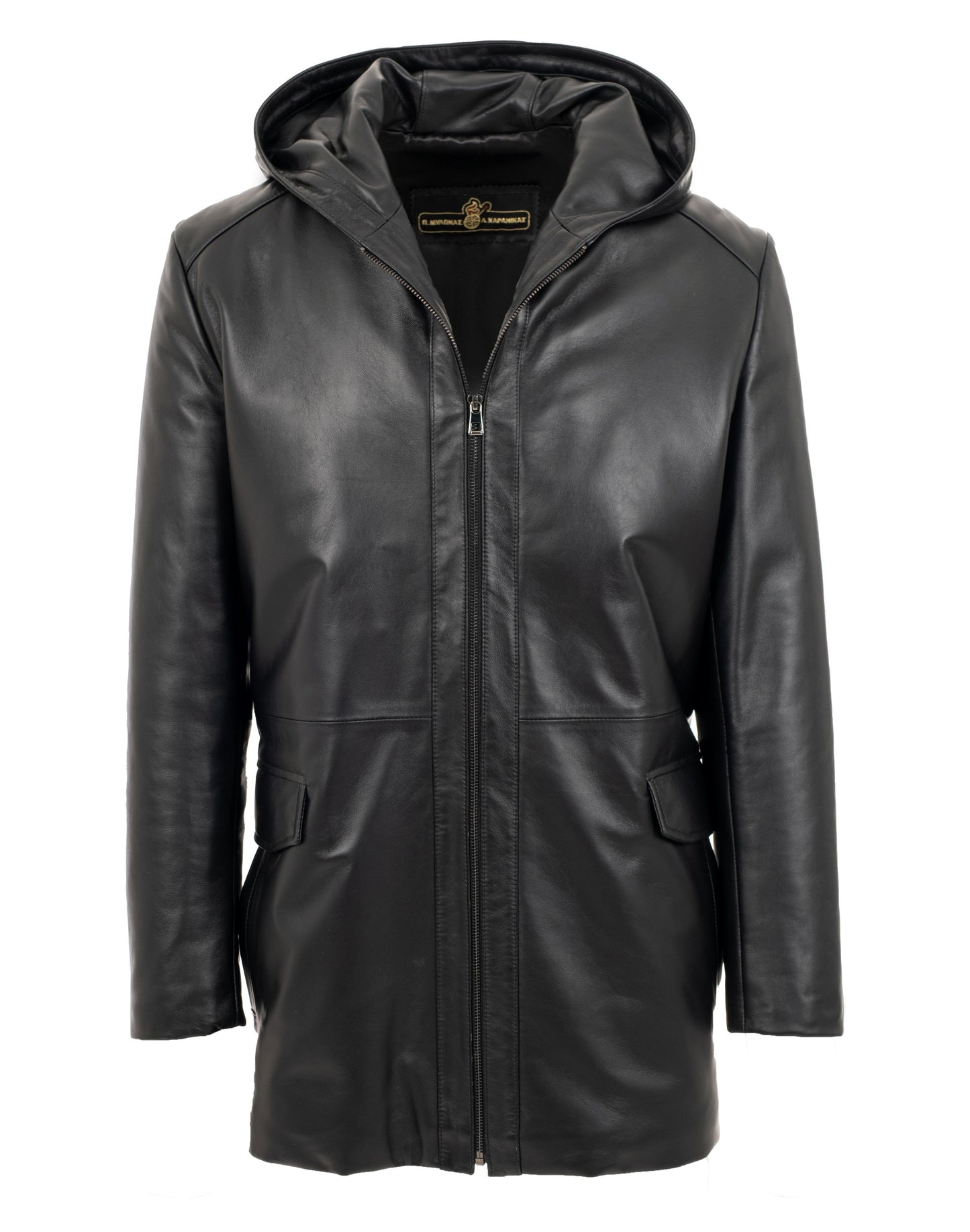 ISIDORE - Men's Long hooded Leather  Jacket