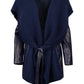IZNOVA- Women's Blue Leather and Knit Jacket