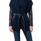 IZNOVA- Women's Blue Leather and Knit Jacket
