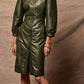 JAMILA - Olive Green Leather Dress
