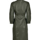JAMILA - Olive Green Leather Dress