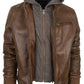 JEANLUKE - Men's Brown Bomber Jacket with removable hood