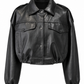 JULIE - Womens's Cropped Bomber Leather jacket
