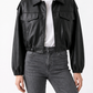 JULIE - Womens's Cropped Bomber Leather jacket