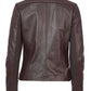 BACK OF BURGUNDY  leather jacket on a white background