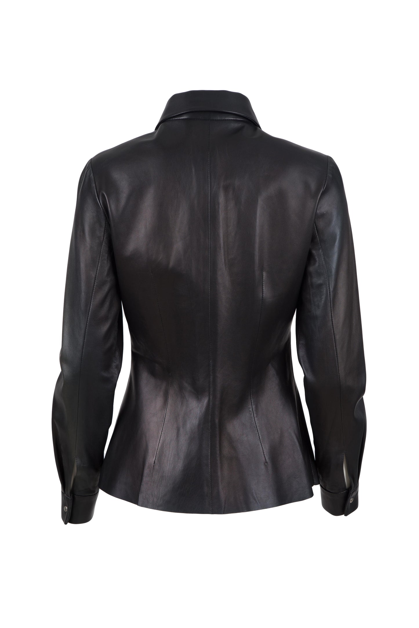 4108 - Γυναικείο Μαύρο Δερμάτινο Πουκάμισο
