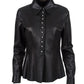 4108 - Γυναικείο Μαύρο Δερμάτινο Πουκάμισο