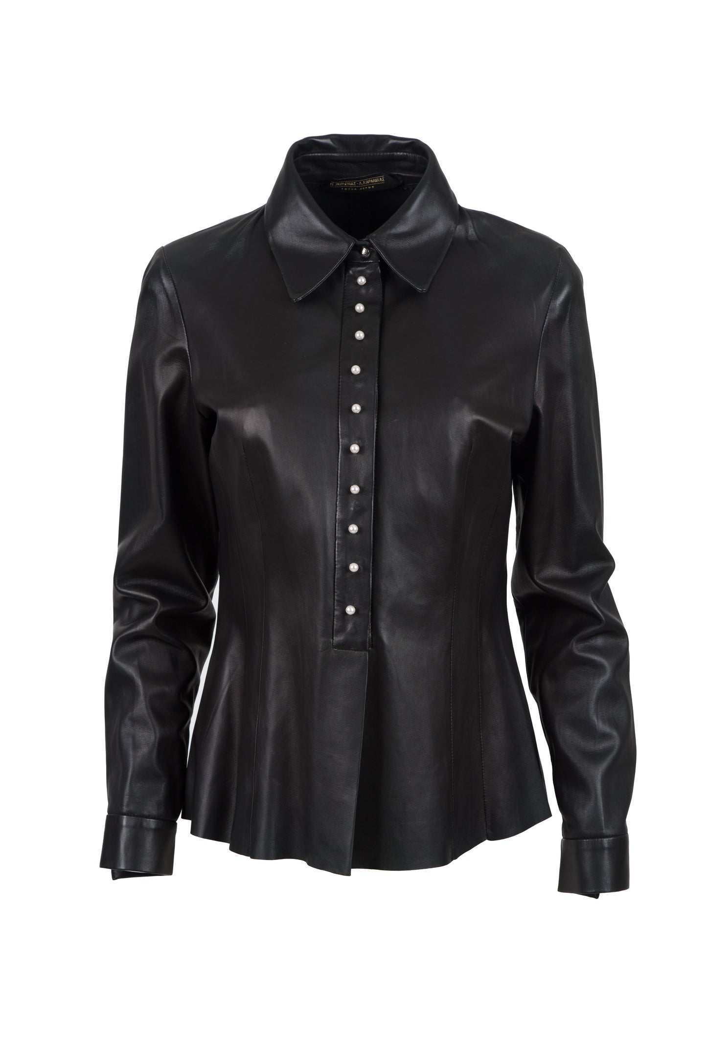 4108 - Γυναικείο Μαύρο Δερμάτινο Πουκάμισο