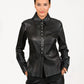4108 - Γυναικείο Μαύρο Δερμάτινο Πουκάμισο