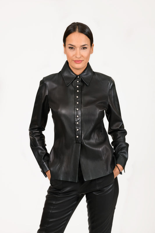 4108 - Women's Black Leather Shirt