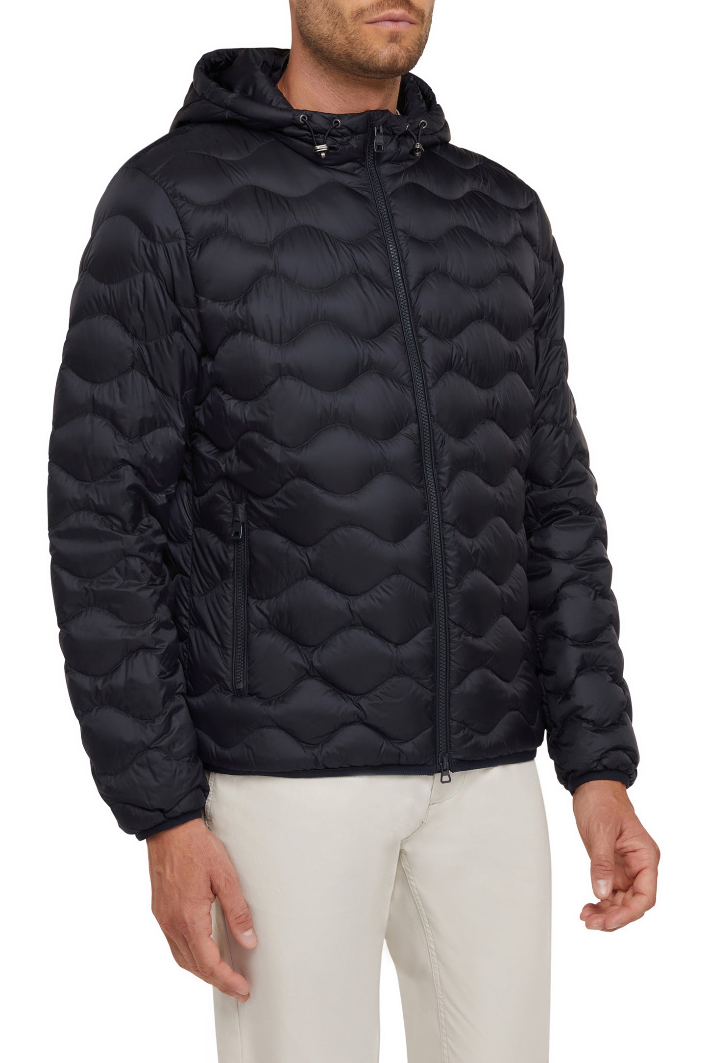 GEOX ASCANIO - Ανδρικό Μπλε  Μπουφάν με Κουκούλα και Επένδυση Από Αληθινό Πούπουλο