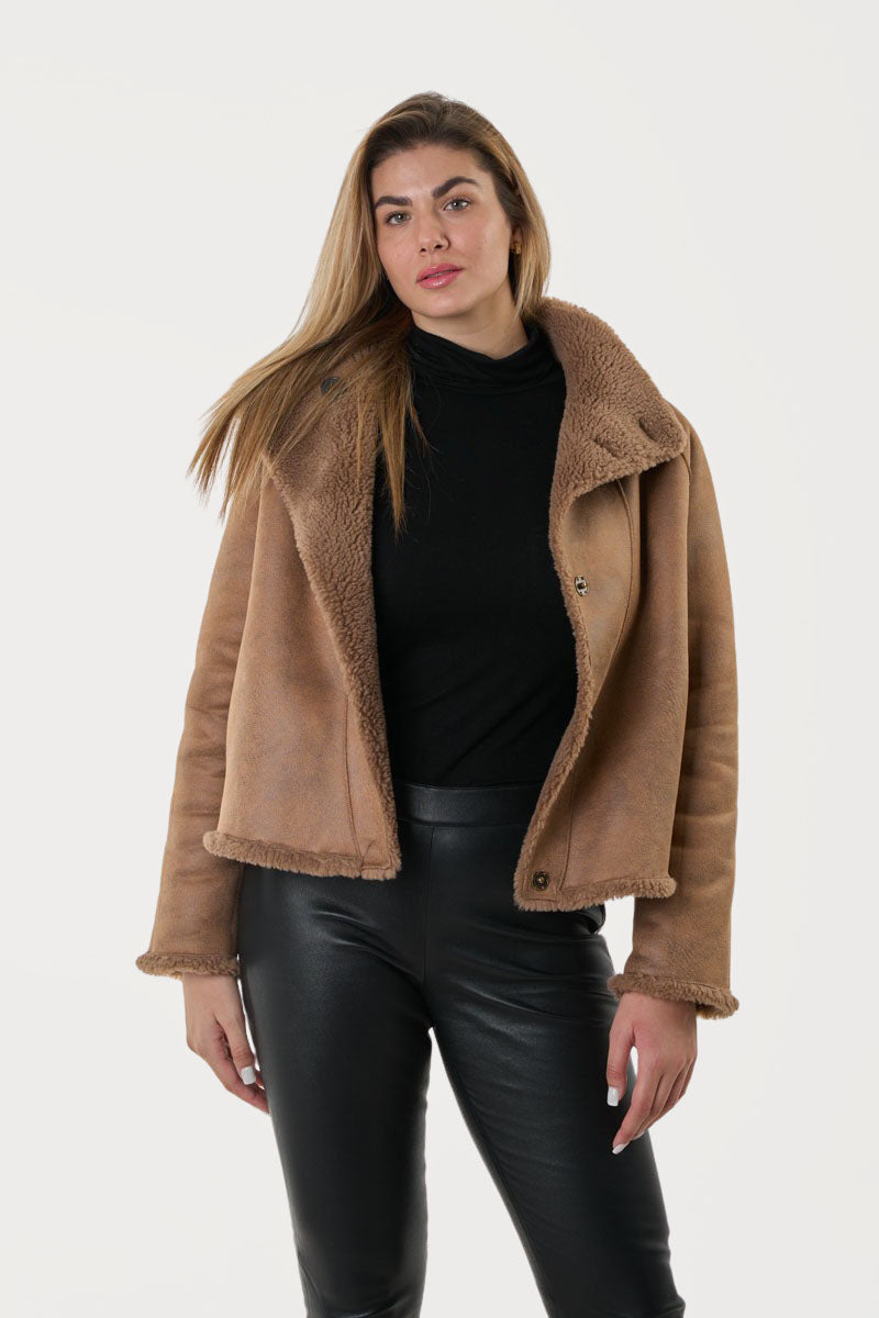 MALLOW -Teddy Wool  reversible Brown Jacket