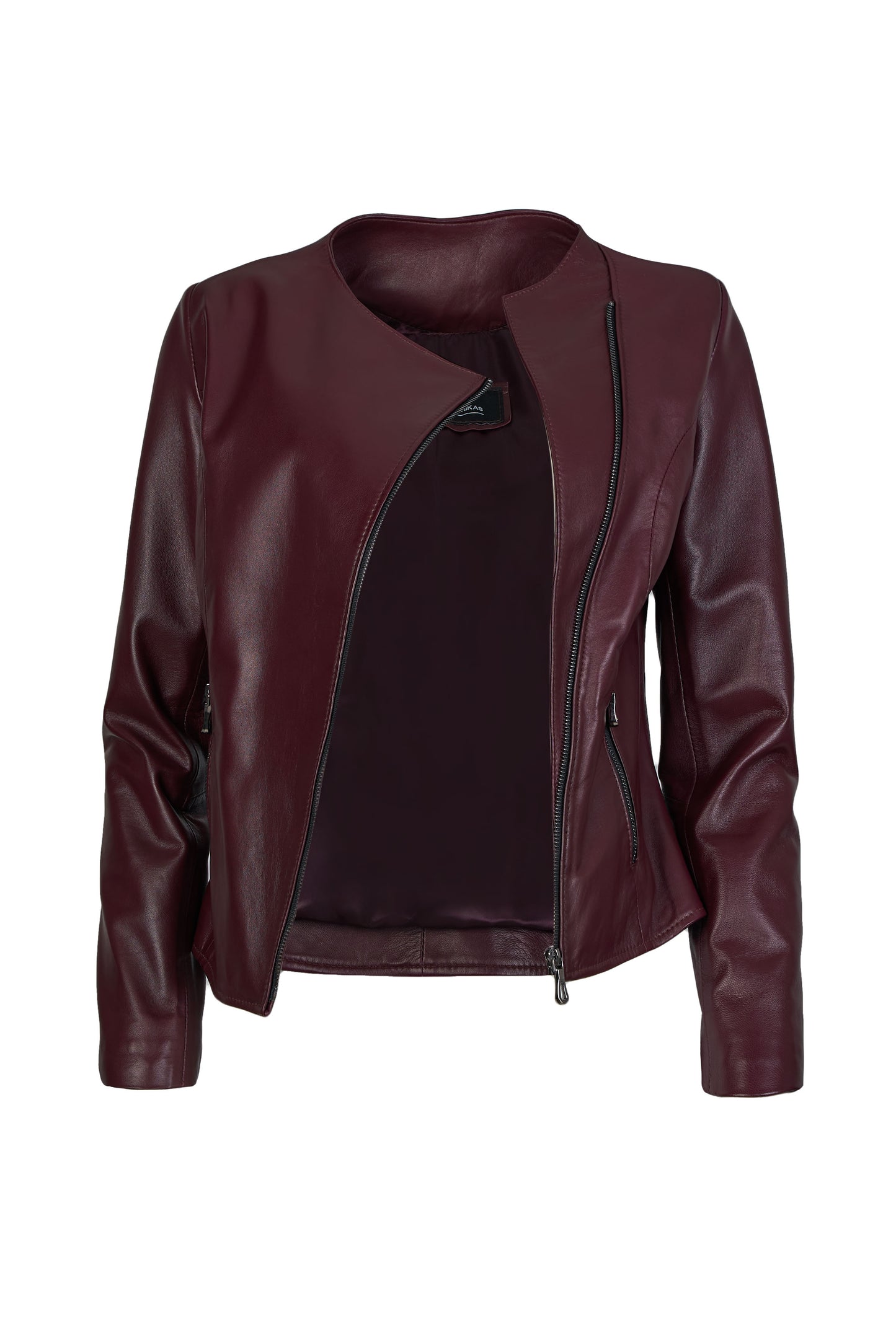 MATILDA- Handmade  Women's Burgundy Leather Jacket