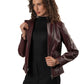 MATILDA- Handmade  Women's Burgundy Leather Jacket