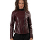 MATILDA- Handmade  Women's Burgundy Leather Jacket