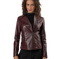 MATILDA- Handmade  Women's Burgundy Leather Jacket