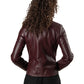MATILDA- Handmade  Women's Burgundy Leather Jacket