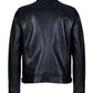 MEINARD2 - Men's Black Leather Jacket with Shirt Collar