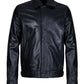 MEINARD2 - Men's Black Leather Jacket with Shirt Collar