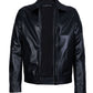 MEINARD2 - Men's Black Leather Jacket with Shirt Collar