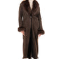 Women's Brown Sheepskin Coat with Fur Collar
