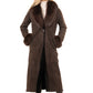 Women's Brown Sheepskin Coat with Fur Collar