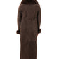 Women's Brown Sheepskin Coat with Fur Collar
