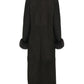 Women's Black Sheepskin Coat with Fur Collar