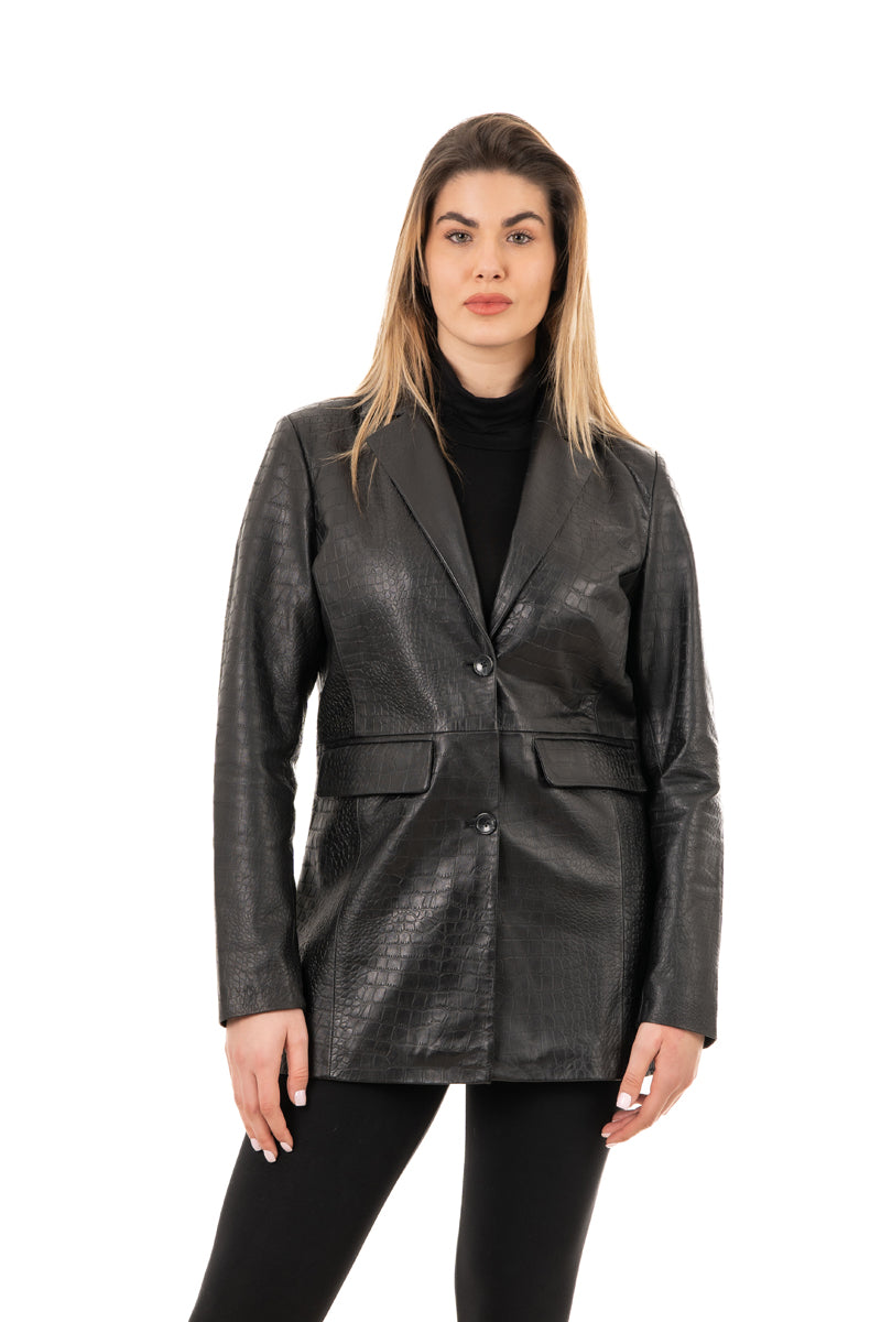 Women's Croco Stamp Leather Blazer
