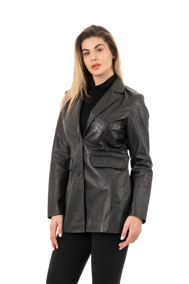 Women's Croco Stamp Leather Blazer