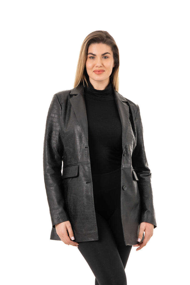Women's Croco Stamp Leather Blazer