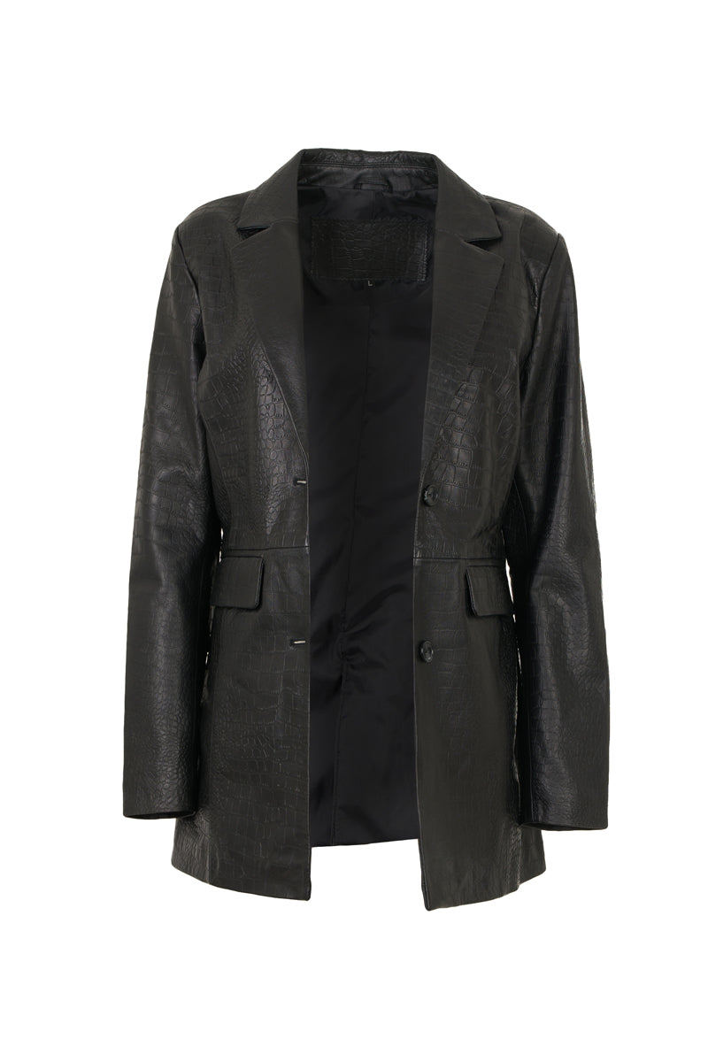 Women's Croco Stamp Leather Blazer