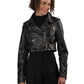 Women's Cropped Leather Jacket with Leather Belt