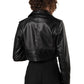 Women's Cropped Leather Jacket with Leather Belt