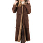 Women's Brown Sheepskin  Hooded Coat with Fur Details