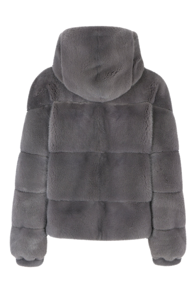 Women's Gray Mink  Hooded Jacket