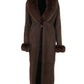 Women's Brown Sheepskin Coat with Fur Collar