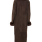 Women's Brown Sheepskin Coat with Fur Collar
