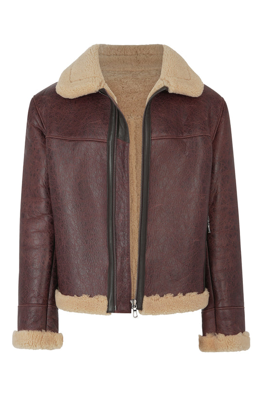 2403-Ανδρικό Καφέ Αντικέ Σιπ-σκιν Τζάκετ 