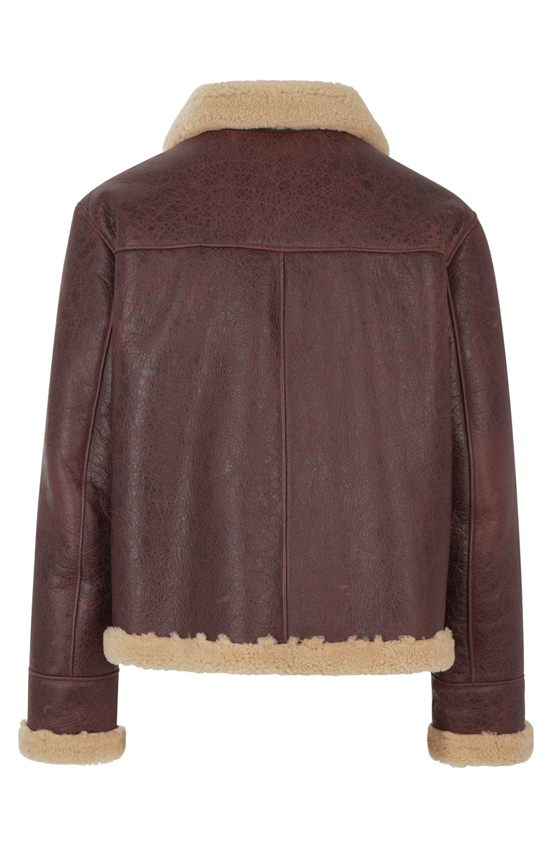 2403-Ανδρικό Καφέ Αντικέ Σιπ-σκιν Τζάκετ 