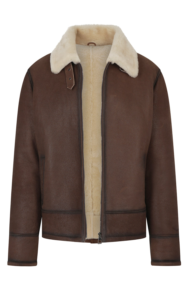 Ανδρικό Καφέ Αντικέ Σιπ-σκιν Τζάκετ 